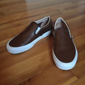 Vans leather slip ons